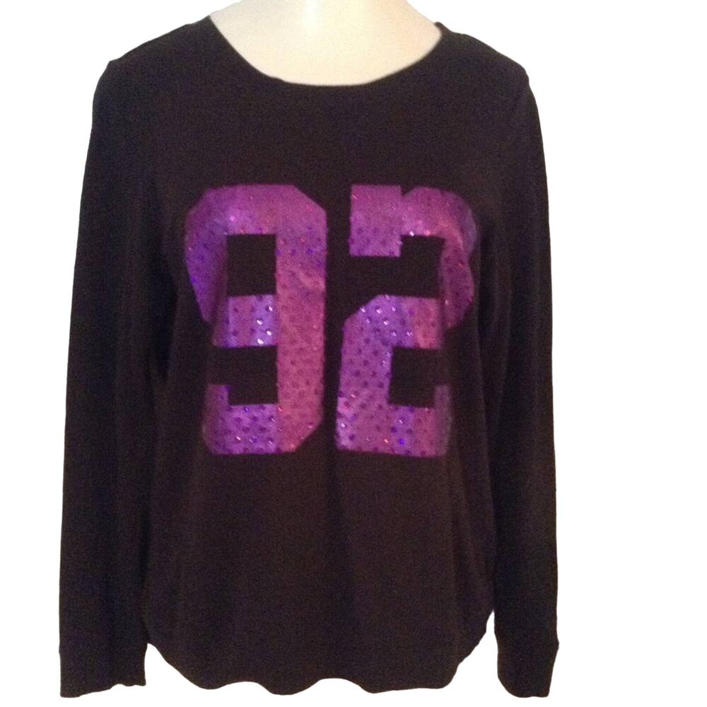 HARD CANDY Black Purple 92 Sweater Sweatshirt Bling Casual Top XL 15 17